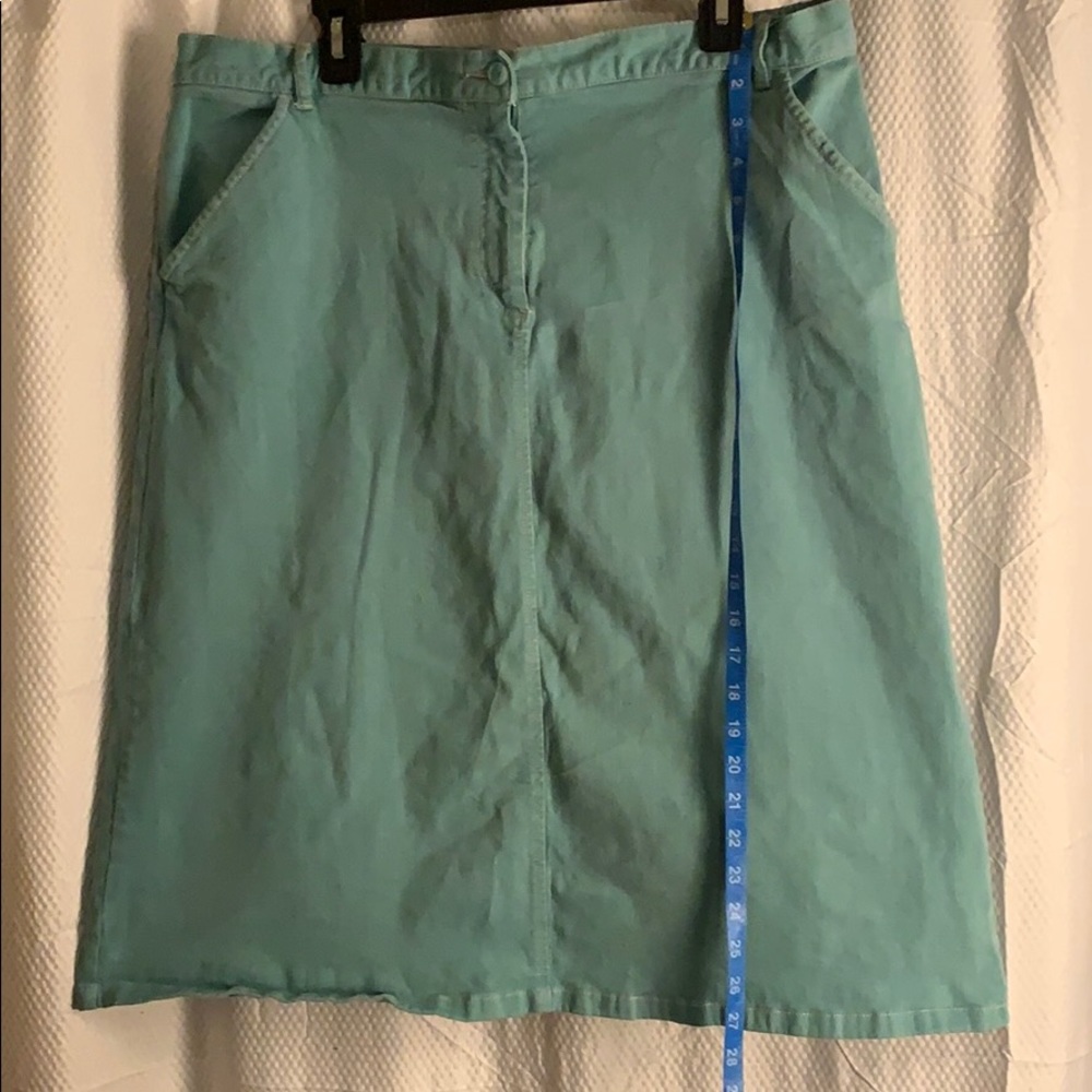 Seafoam green midi jean skirt